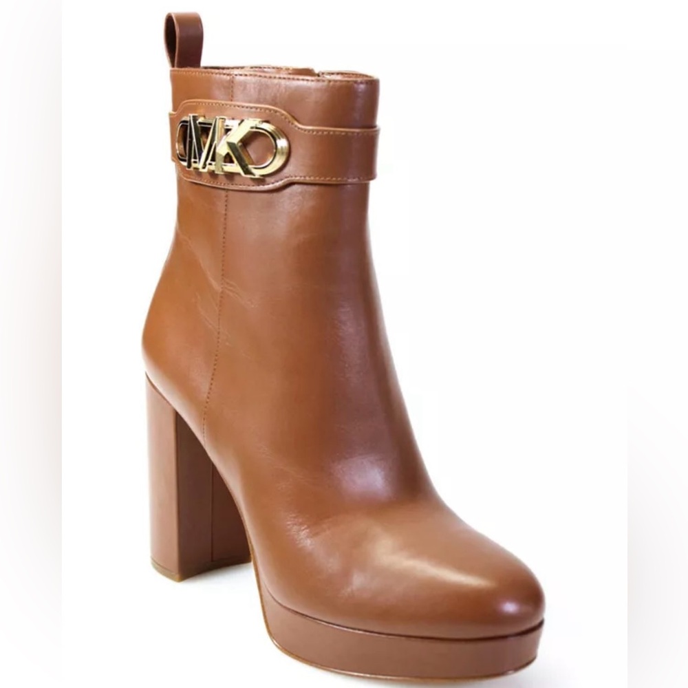 NEW Michael Kors Womens Parker Platform Booties Luggage Brown Size 10M